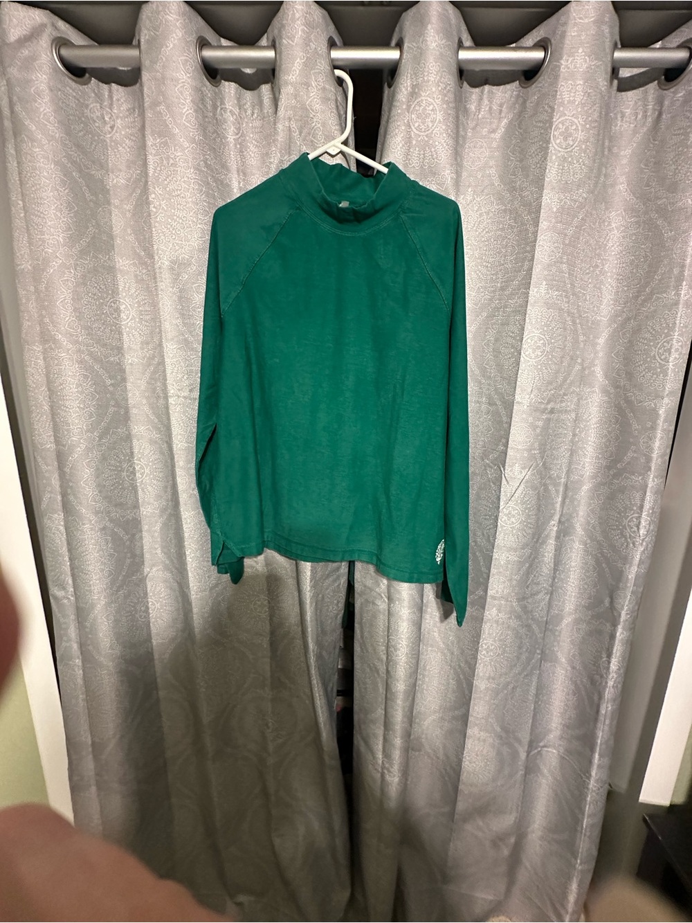 Free People Emerald Green Mock Neck Long Sleeve Pullover